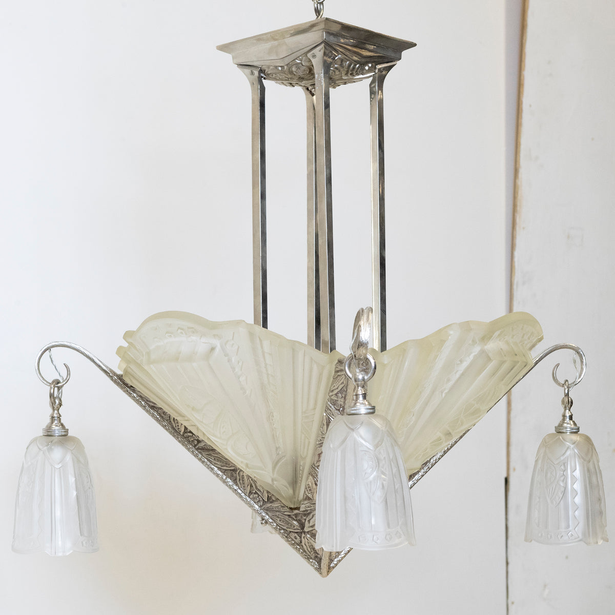 Antique French Art Deco Célestin Jamain Glass Chandelier | Frontisi | The Architectural Forum