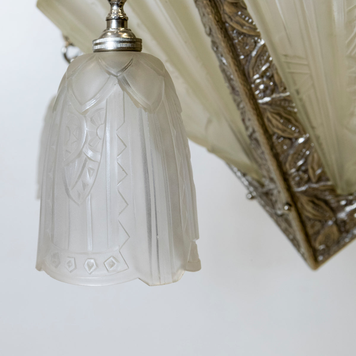 Antique French Art Deco Célestin Jamain Glass Chandelier | Frontisi | The Architectural Forum