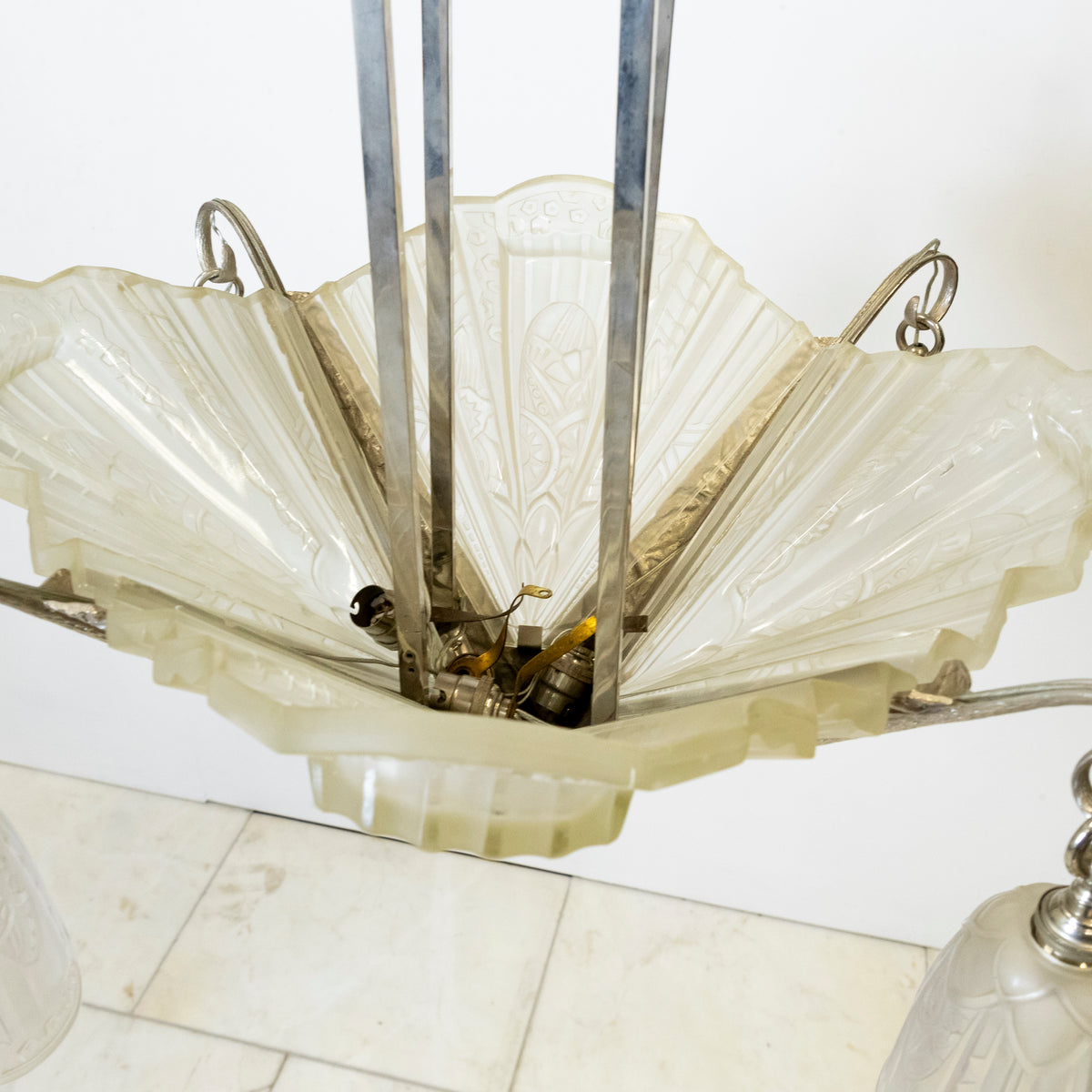 Antique French Art Deco Célestin Jamain Glass Chandelier | Frontisi | The Architectural Forum