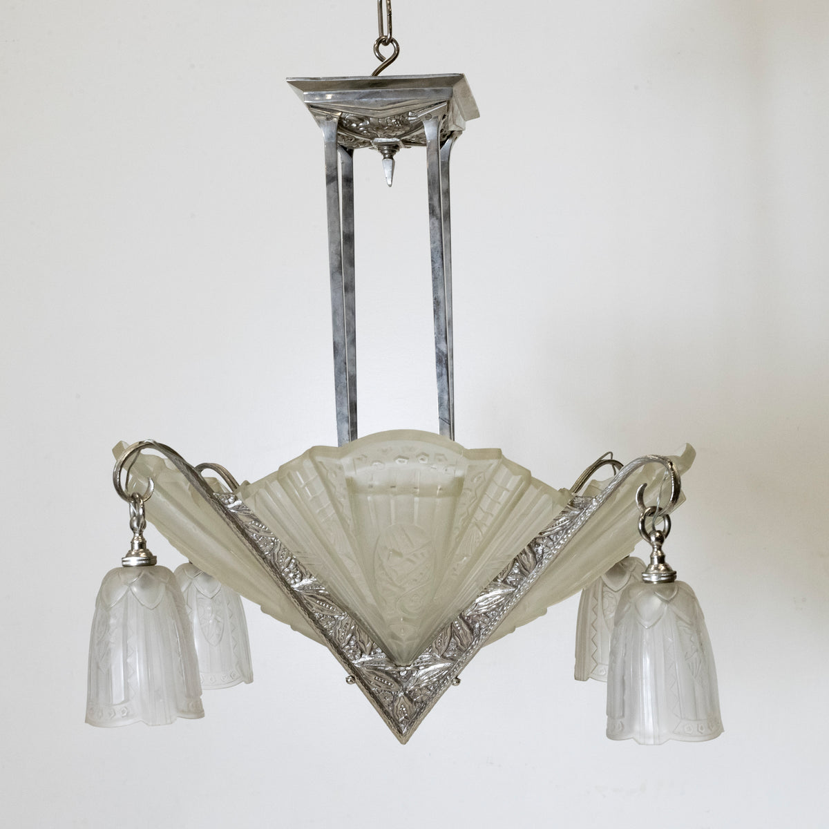 Antique French Art Deco Célestin Jamain Glass Chandelier | Frontisi | The Architectural Forum