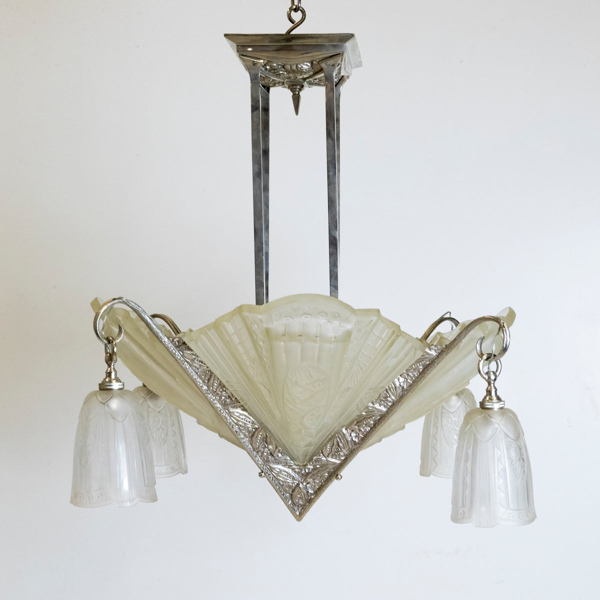 Antique French Art Deco Célestin Jamain Glass Chandelier | Frontisi | The Architectural Forum