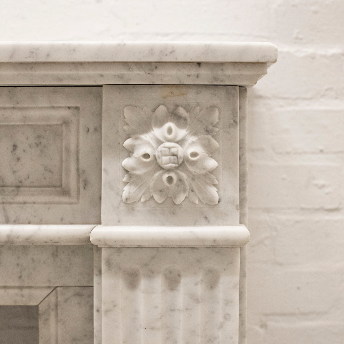 French Louis XVI Carved Marble Fireplace in Carrara Marble | The Architectural Forum