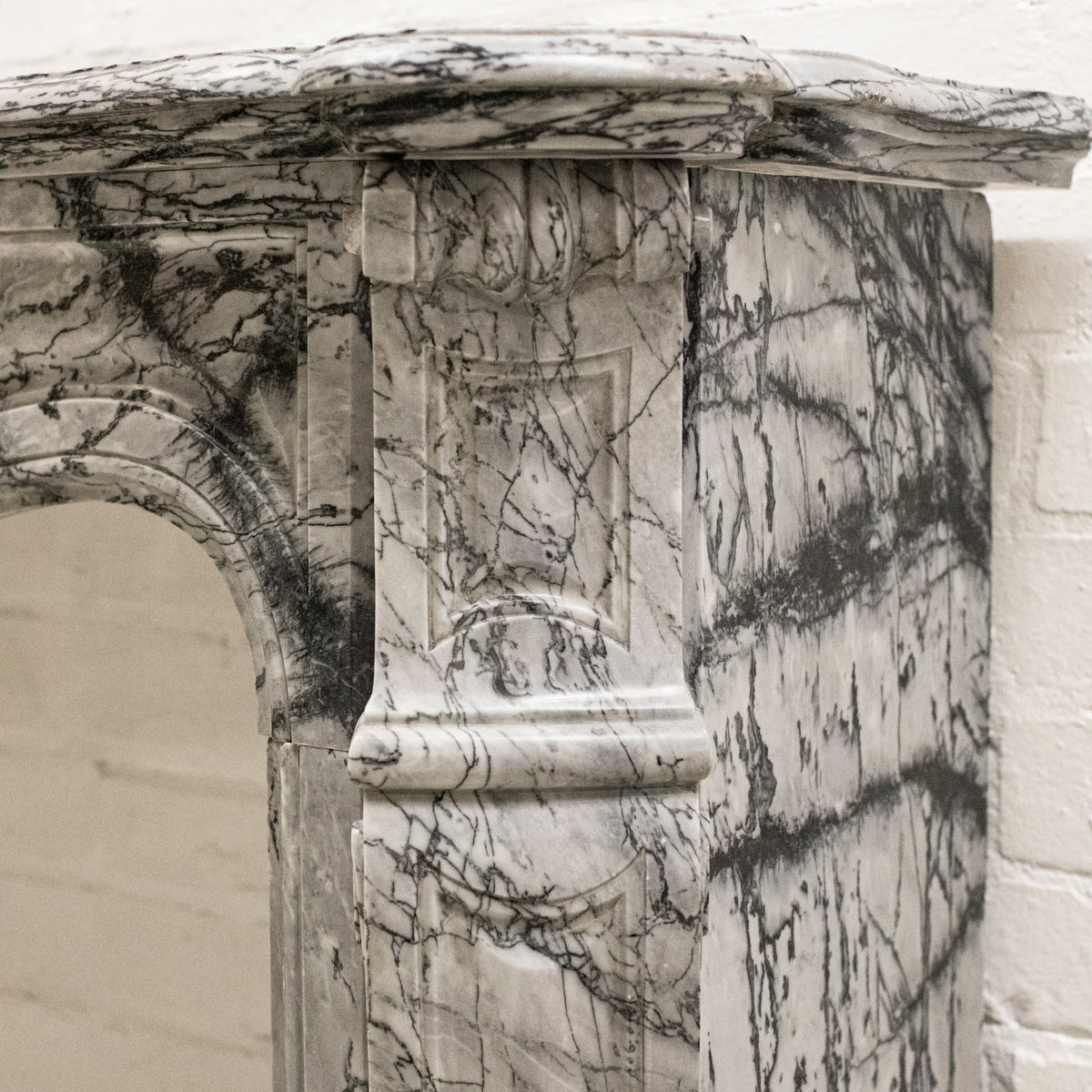 Antique French Pompadour Chimney Piece in Bardiglio Fiorito Marble | The Architectural Forum