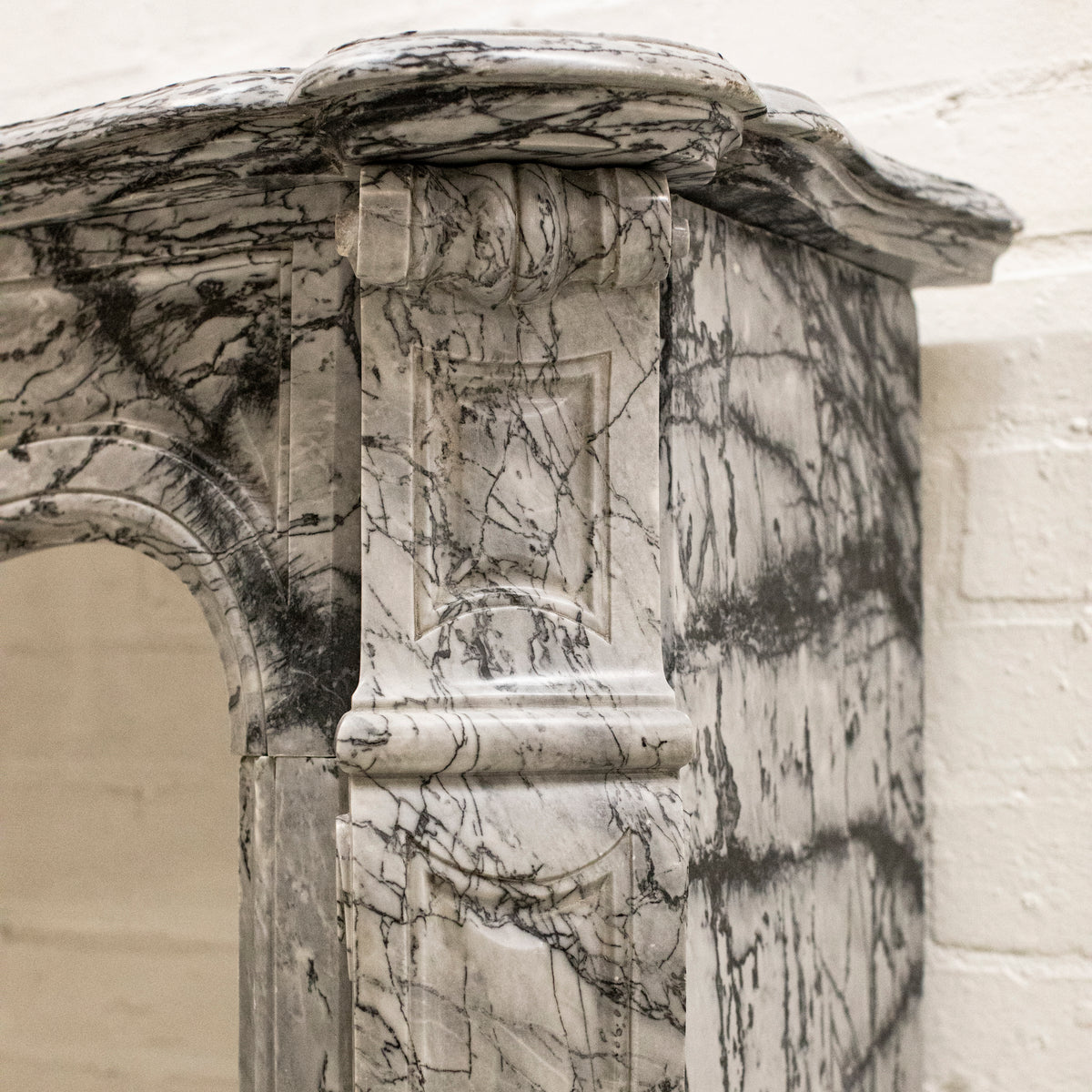 Antique French Pompadour Chimney Piece in Bardiglio Fiorito Marble | The Architectural Forum