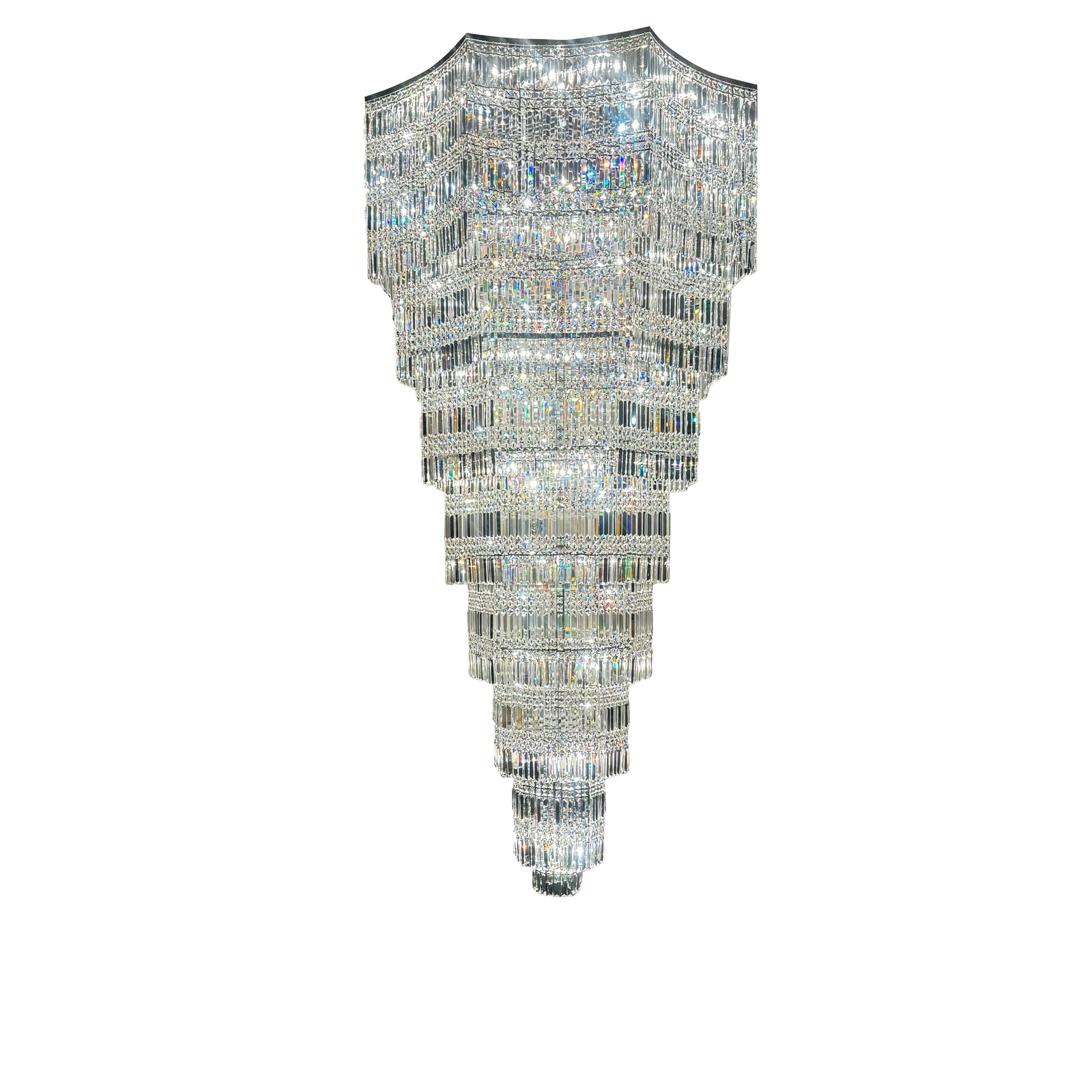 Reclaimed Grand Eight Tier Centre Piece Chandelier | 2.9 Meters High x 1.3 Meters Wide | The Architectural Forum