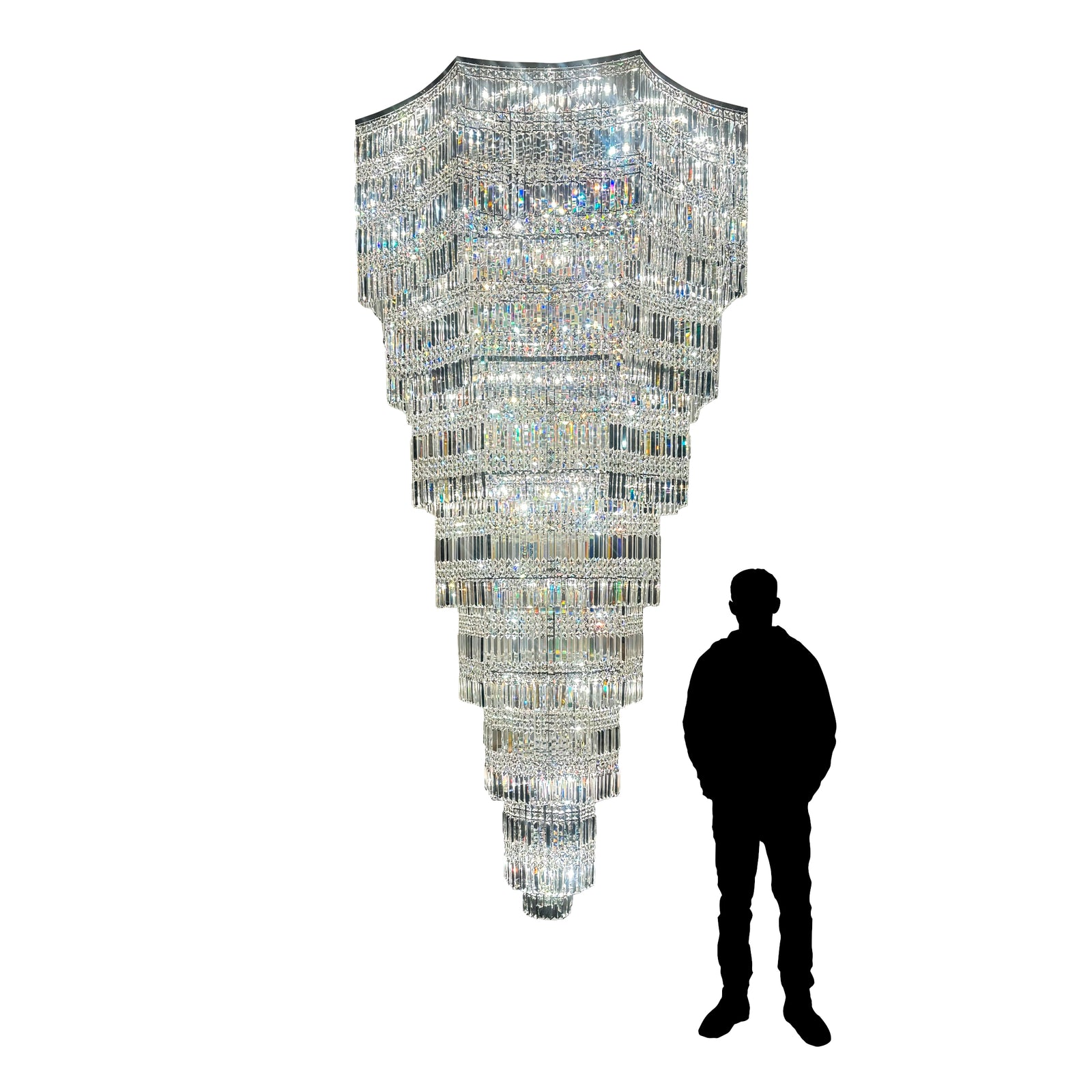 Reclaimed Grand Eight Tier Centre Piece Chandelier | 2.9 Meters High x 1.3 Meters Wide | The Architectural Forum