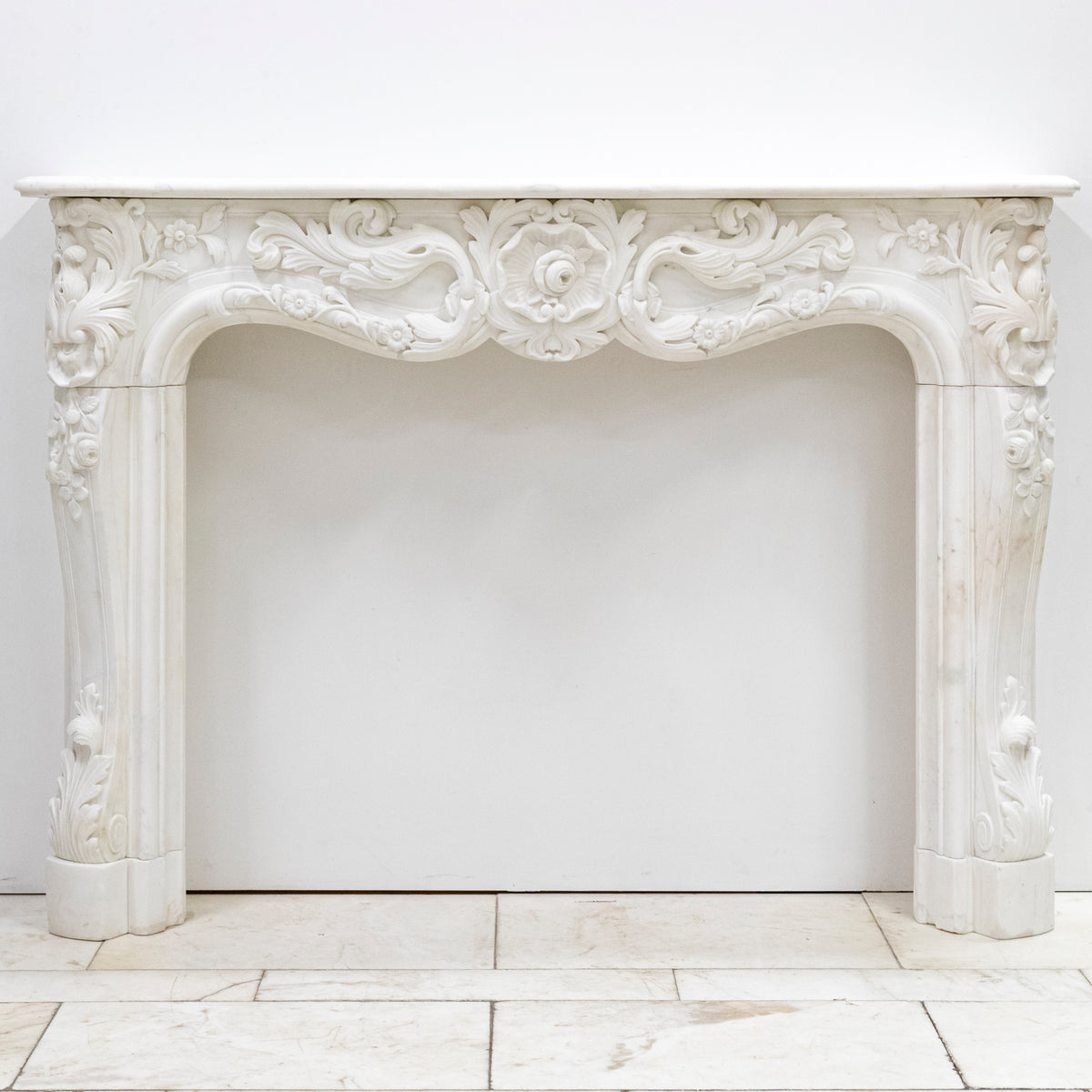 Ornate French Louis Style Statuary Marble Fireplace Surround | The Architectural Forum