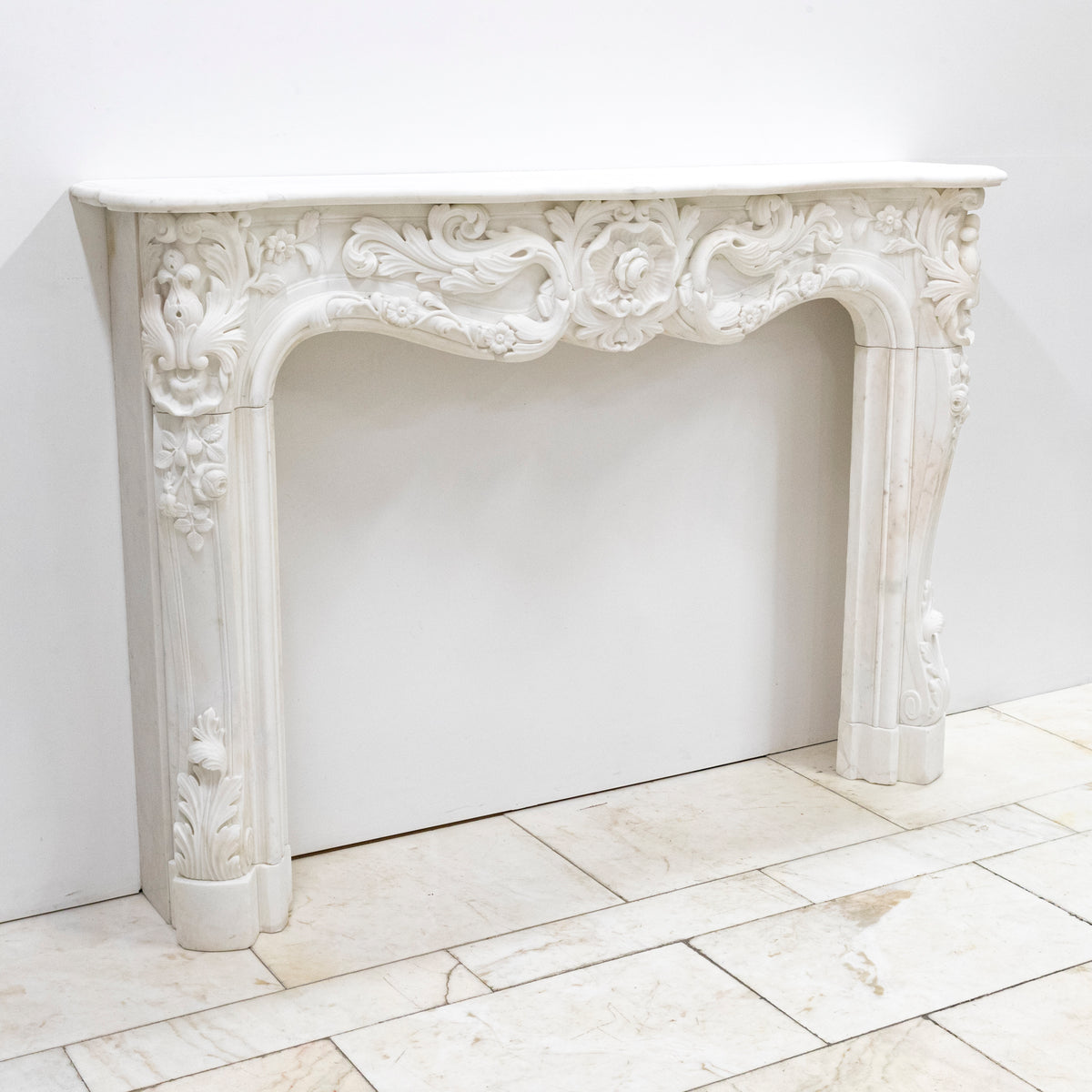 Ornate French Louis Style Statuary Marble Fireplace Surround | The Architectural Forum