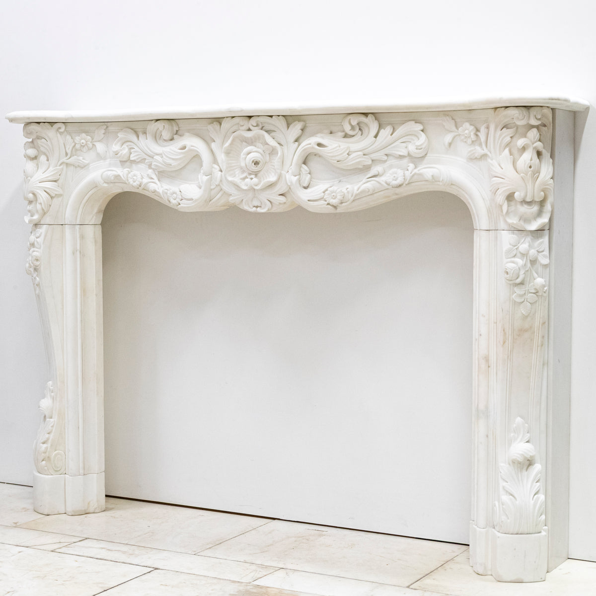 Ornate French Louis Style Statuary Marble Fireplace Surround | The Architectural Forum