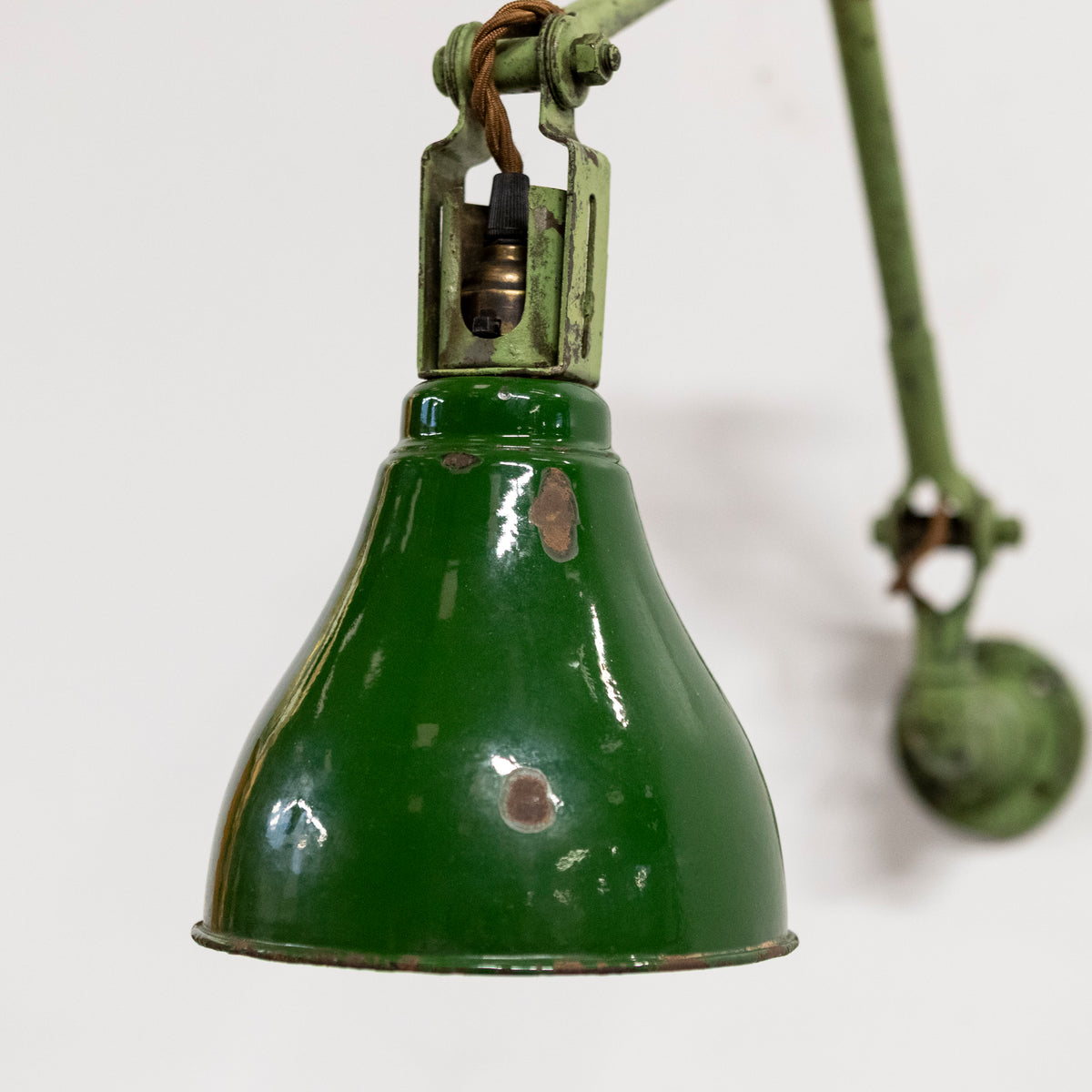 Vintage Industrial Dugdills Green Enamelled Light