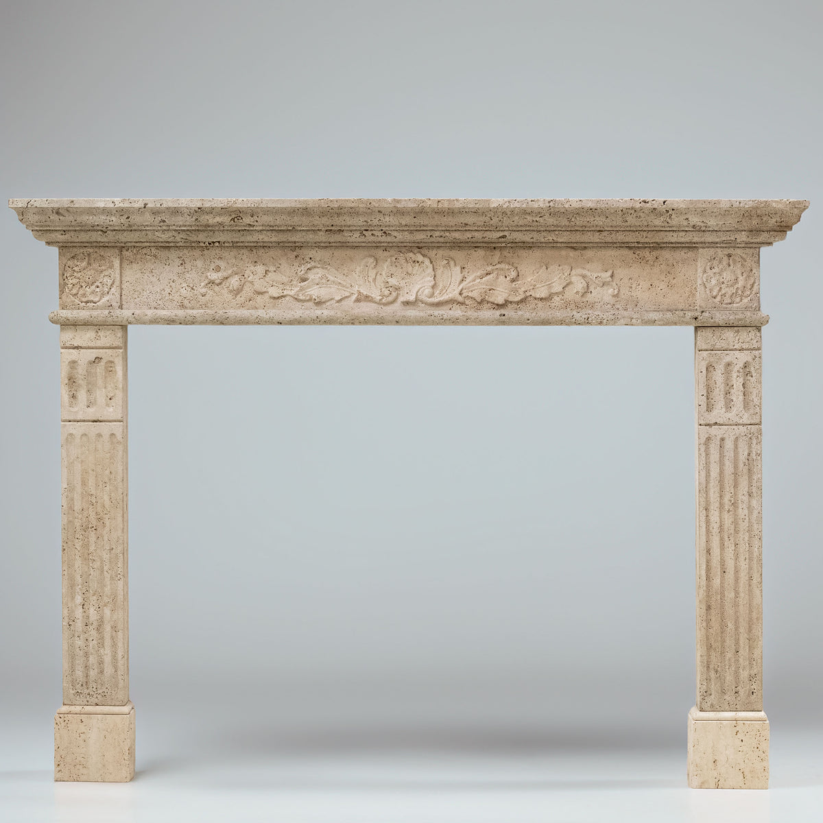 Antique Rustic Travertine Fireplace Surround
