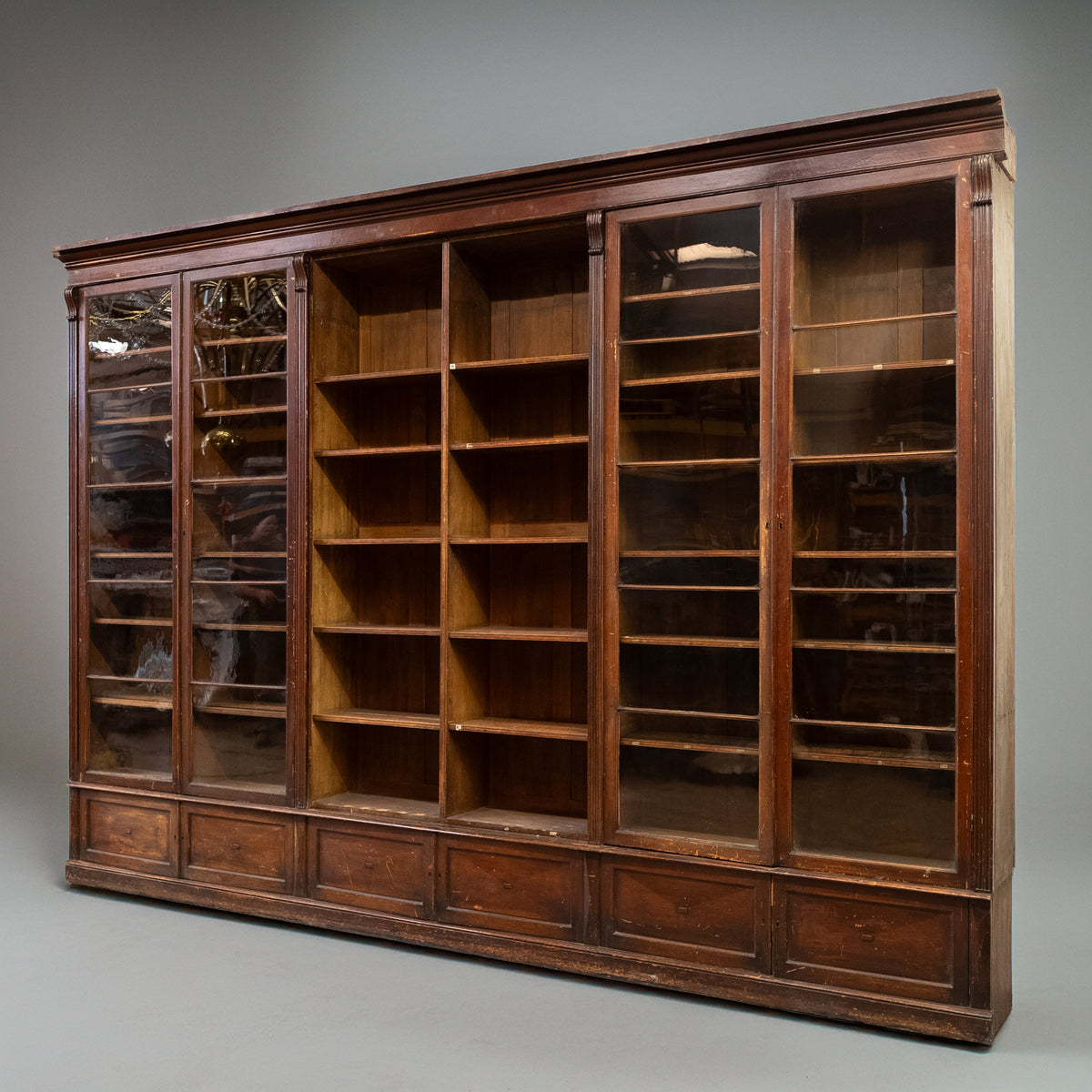 Monumental Victorian Glazed Oak Library Bookcase