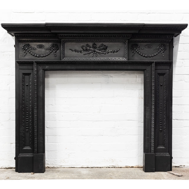 Antique Ornate Victorian Cast Iron Fireplace Surround