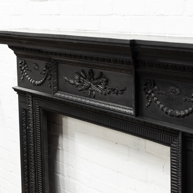 Antique Ornate Victorian Cast Iron Fireplace Surround