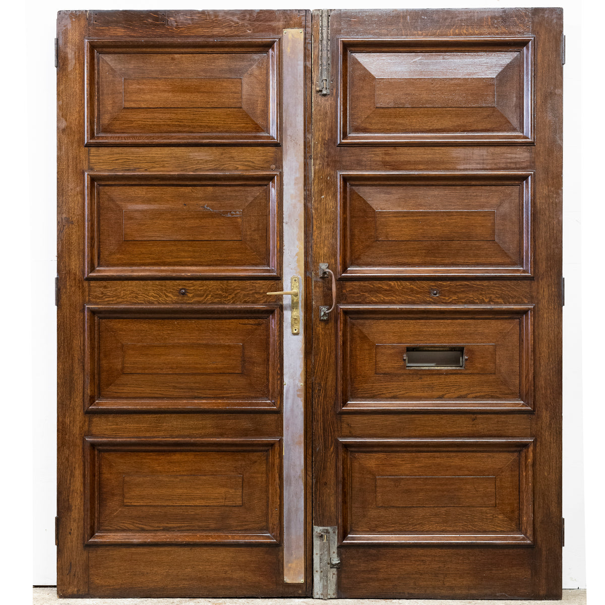 Antique Oak Double Doors with Panels - 214cm x 183cm | The Architectural Forum