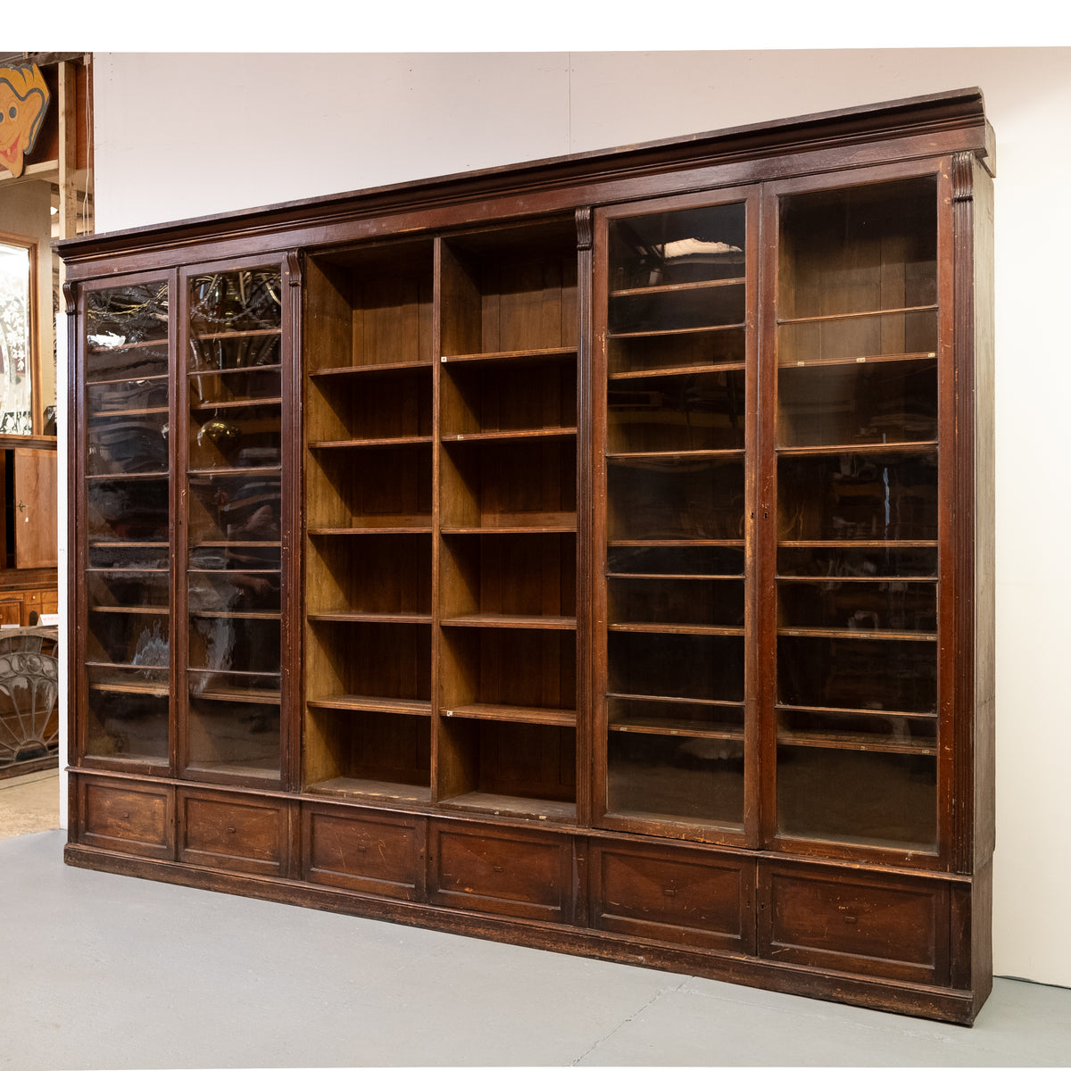 Monumental Victorian Glazed Oak Library Bookcase