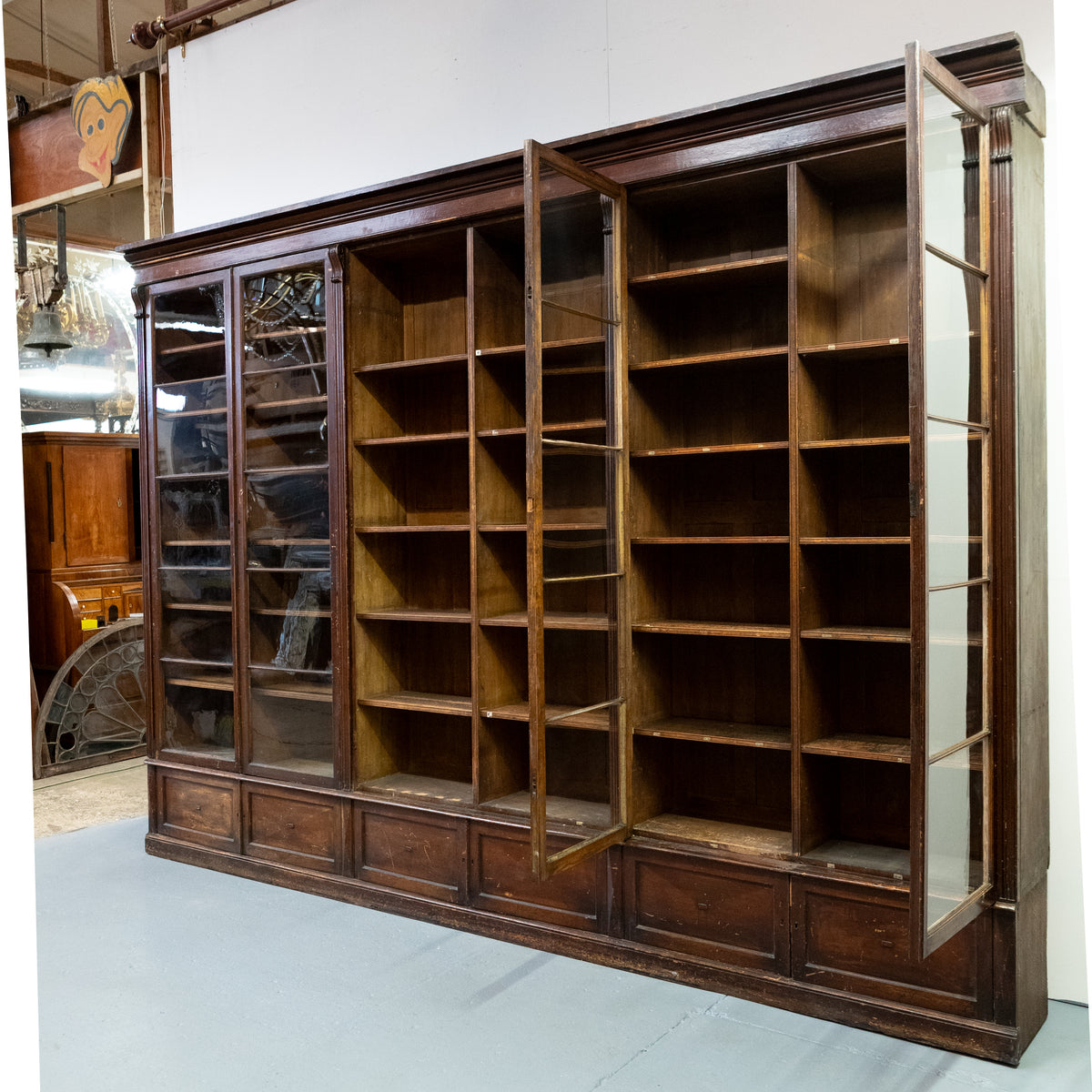 Monumental Victorian Glazed Oak Library Bookcase
