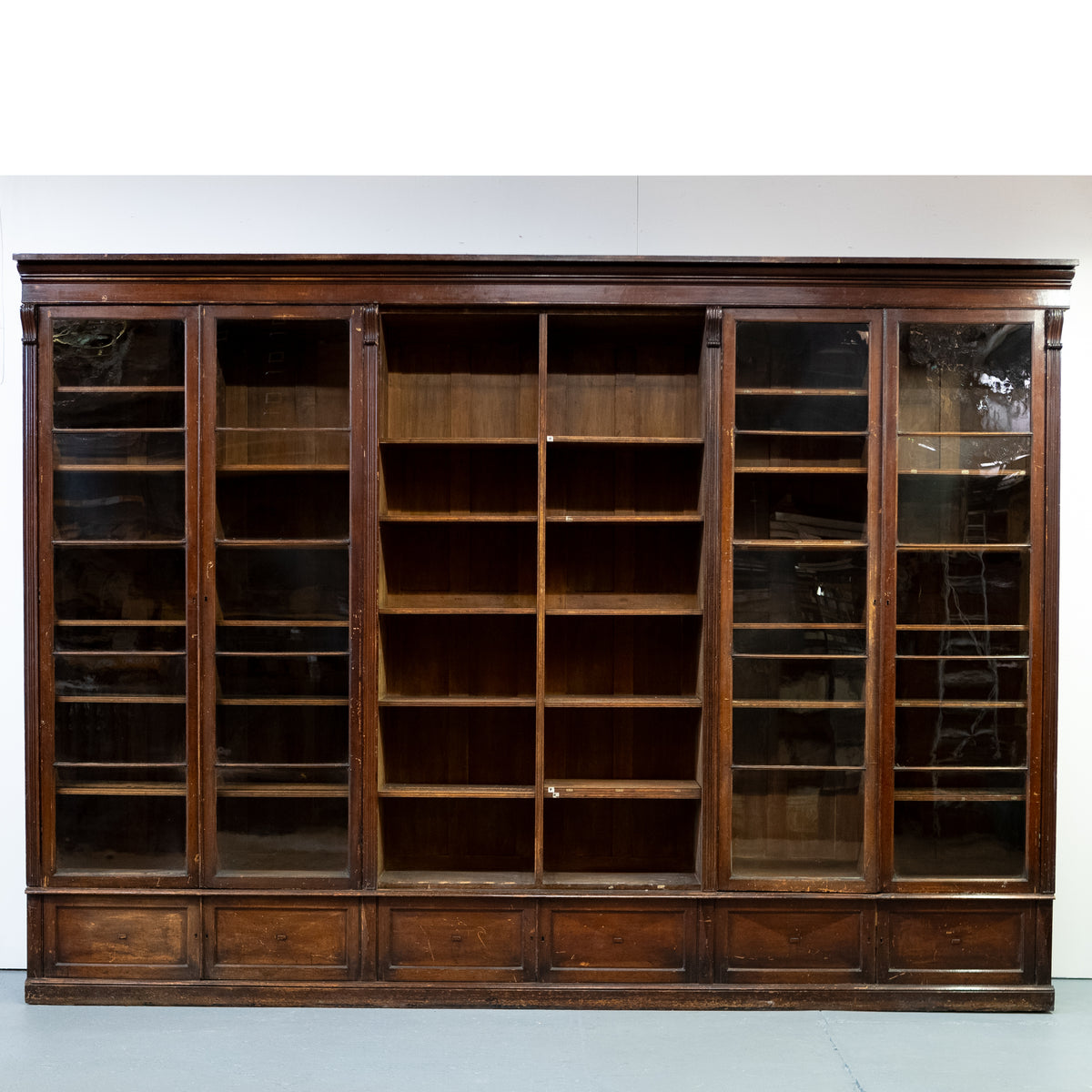 Monumental Victorian Glazed Oak Library Bookcase