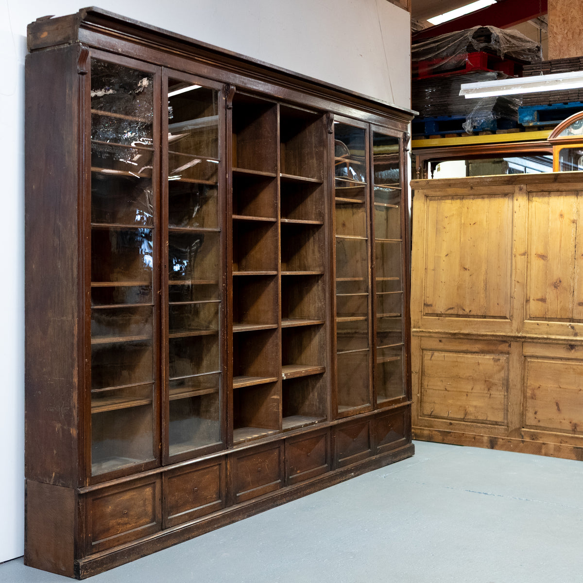 Monumental Victorian Glazed Oak Library Bookcase
