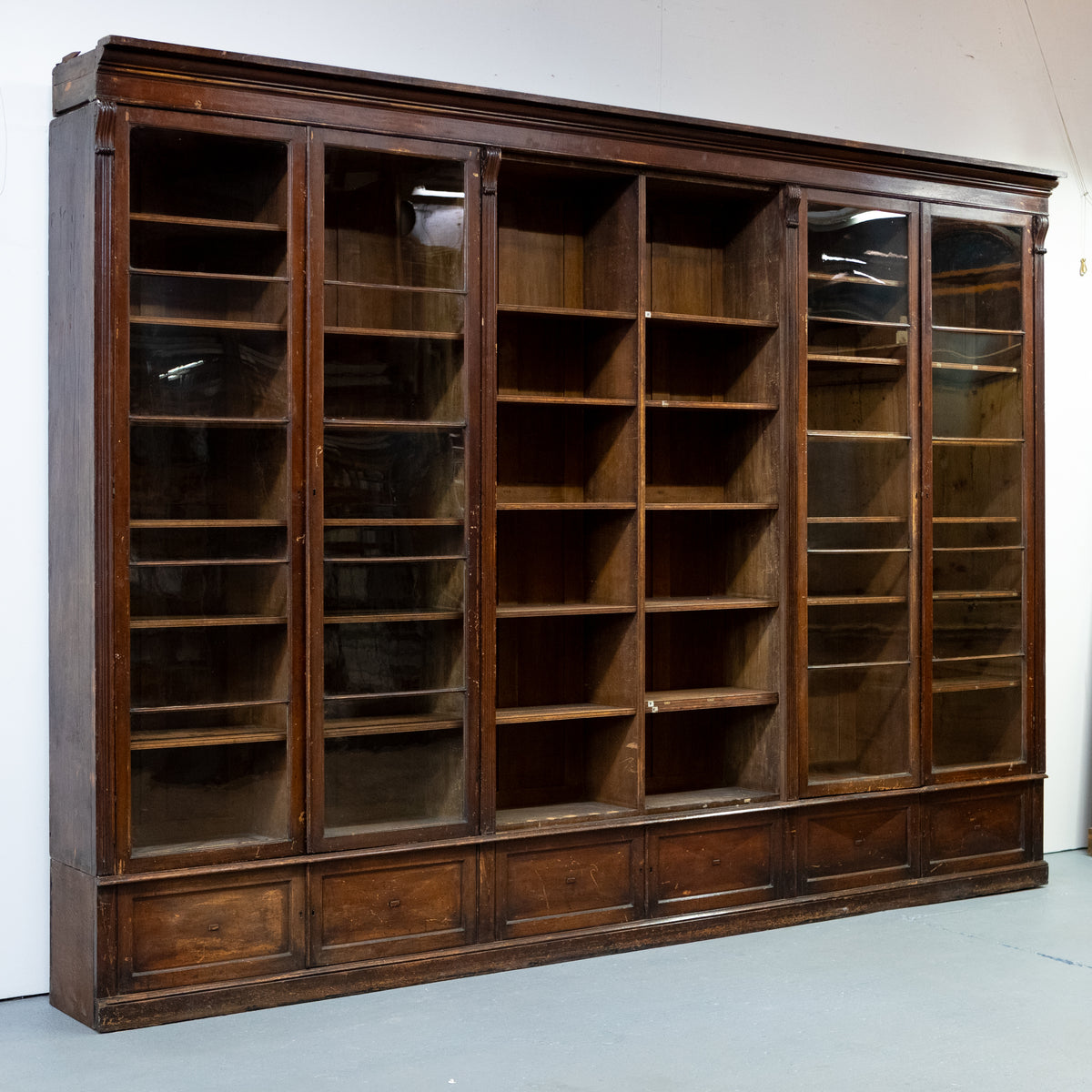 Monumental Victorian Glazed Oak Library Bookcase