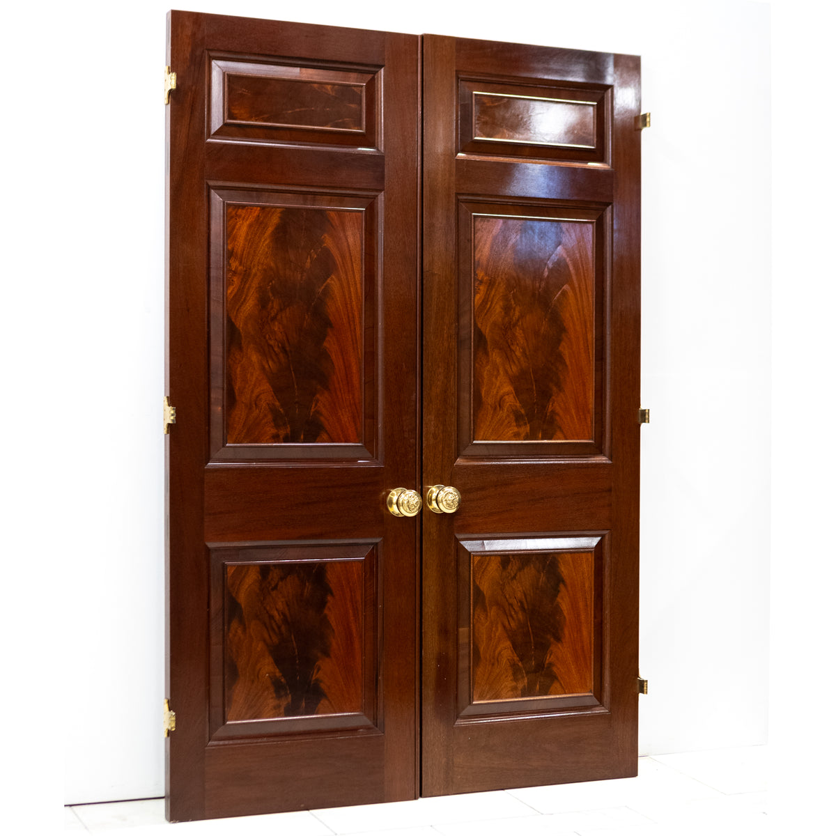 Reclaimed Large Flame Mahogany Double Doors