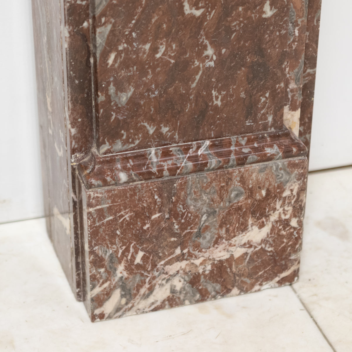 Large Antique Late Victorian Rouge Marble Fireplace Surround with Corbels