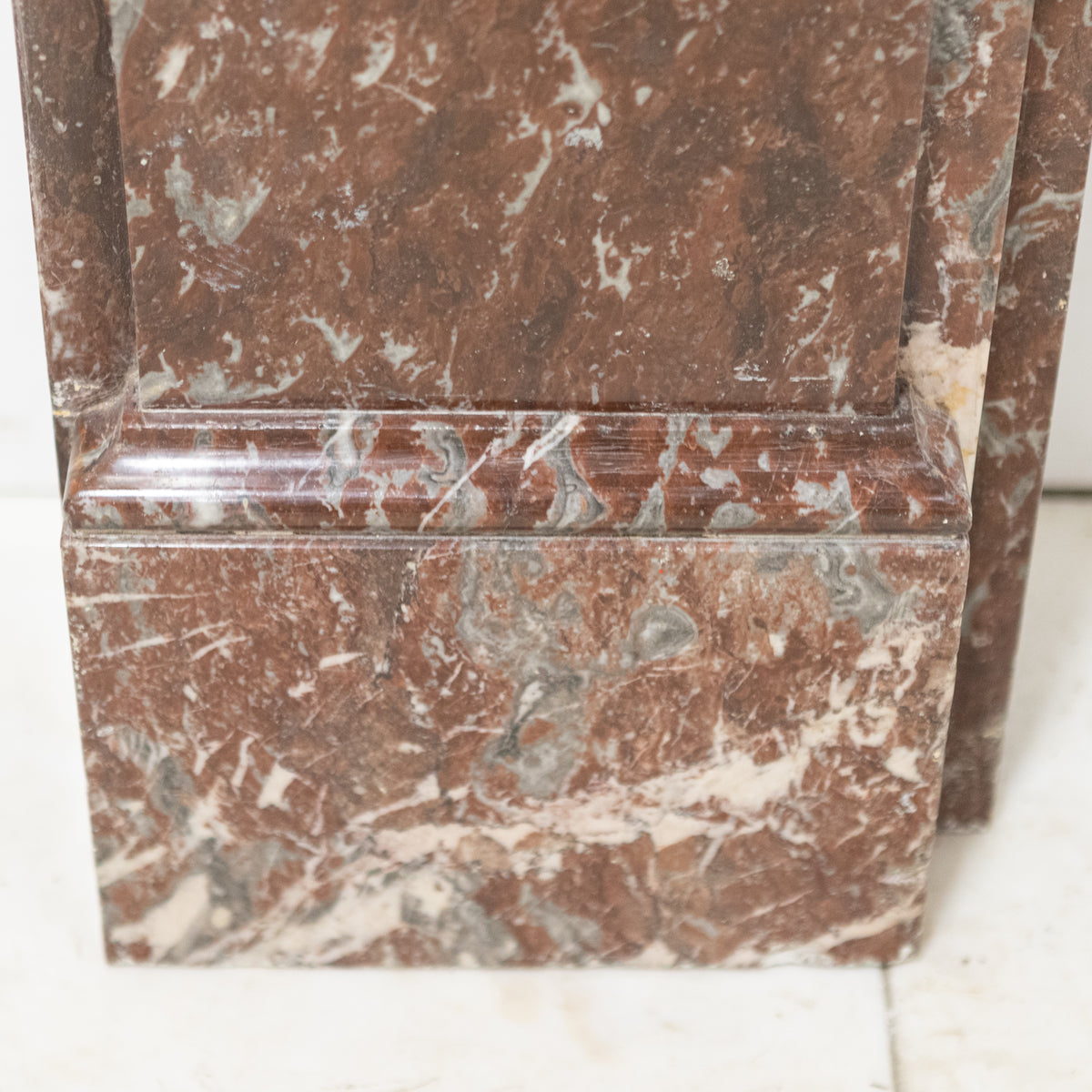 Large Antique Late Victorian Rouge Marble Fireplace Surround with Corbels