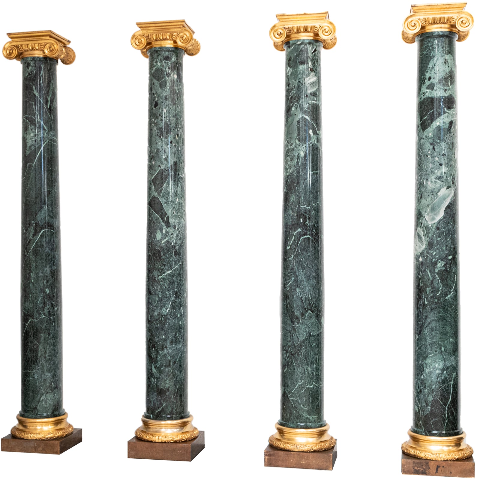 Pair of Grand Green Marble Columns (2 Pairs available) | The Architectural Forum