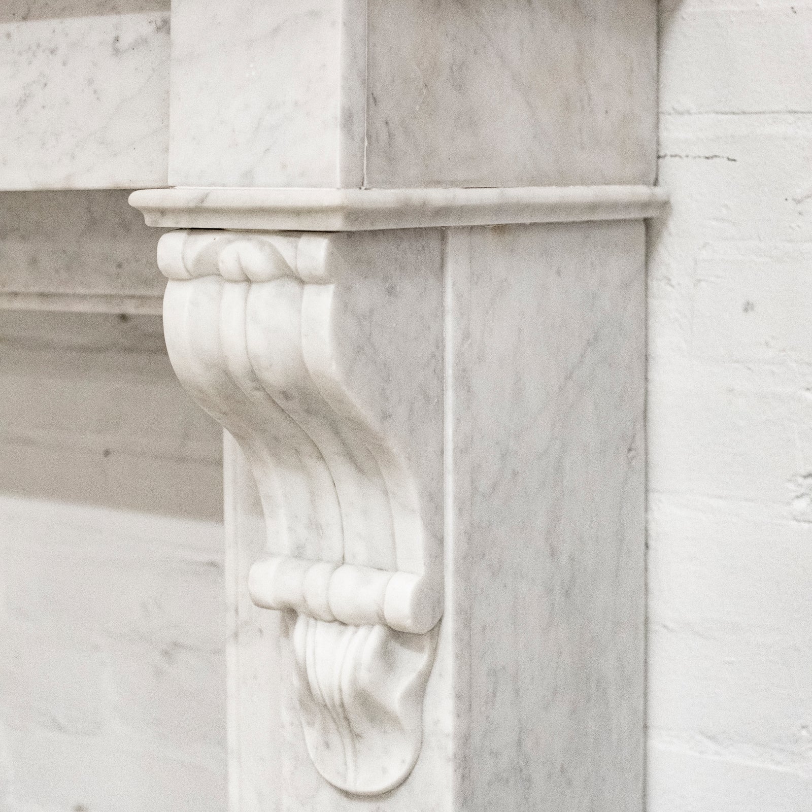Antique 19th Century French Style Carved Marble Fireplace in Carrara Marble | The Architectural Forum