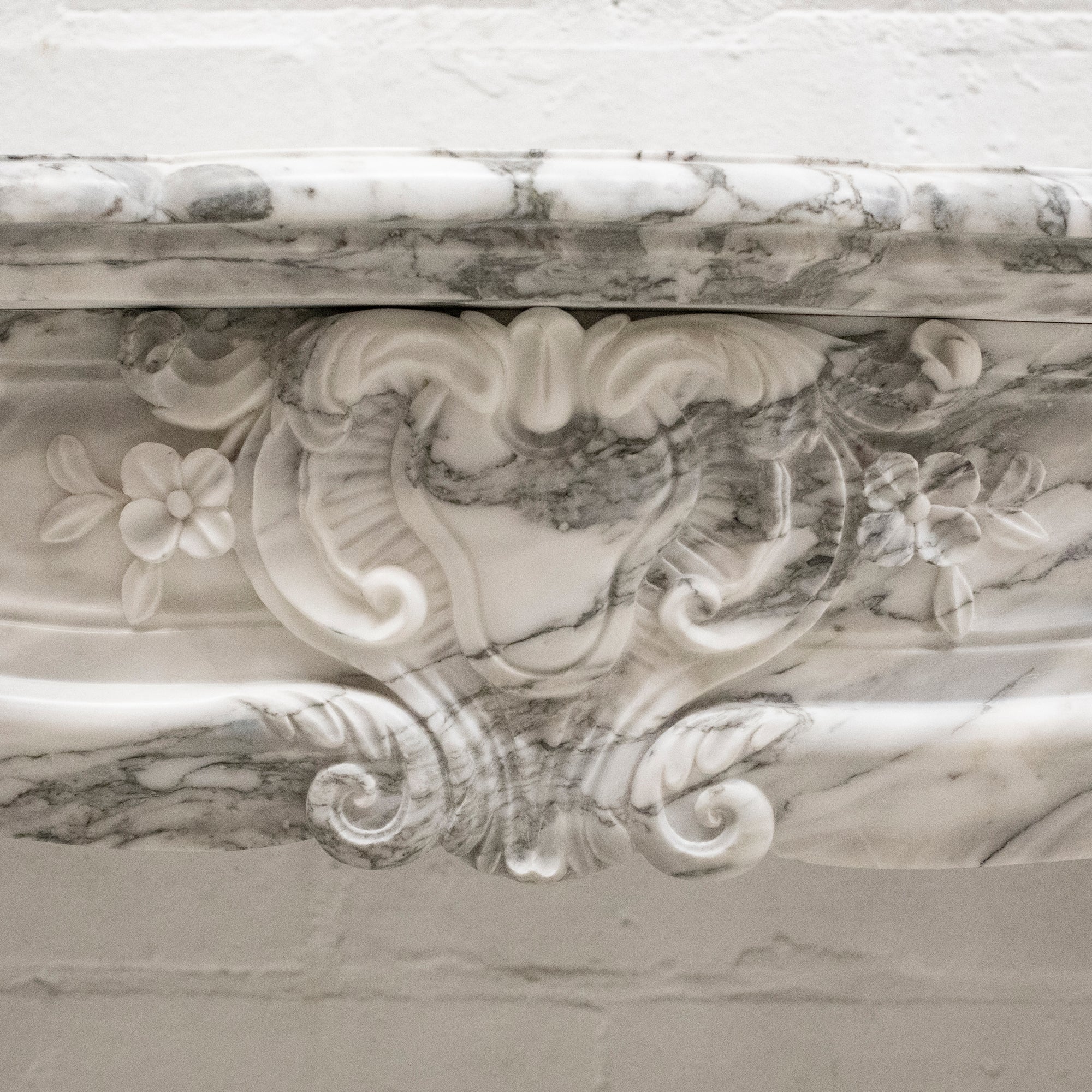Reclaimed French Fireplace Surround in Arabescato Marble | The Architectural Forum