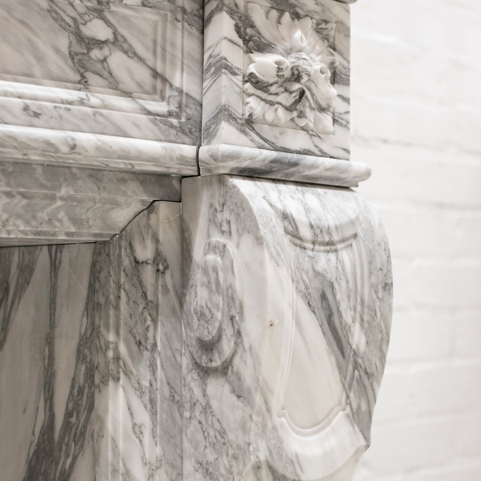 Louis XVI Style Italian Arabescato Marble Fireplace | The Architectural Forum