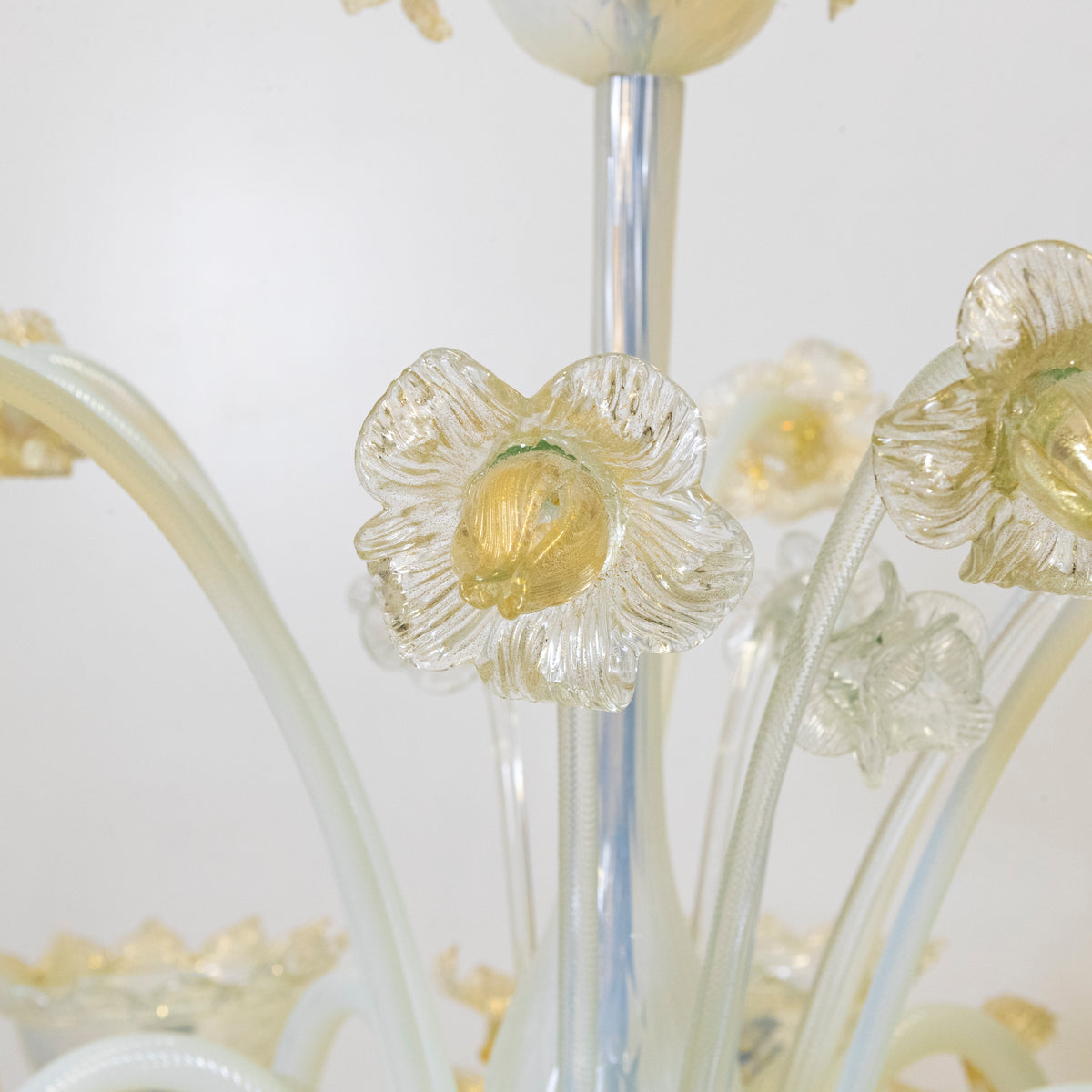 Large Murano Glass White & Gold Chandelier | Floral Venetian Light | The Architectural Forum