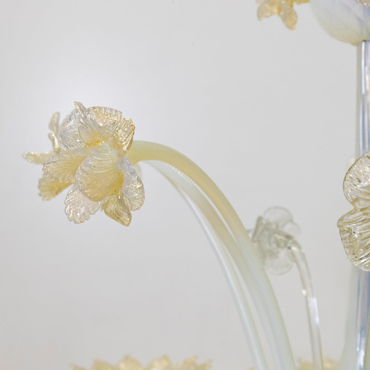 Large Murano Glass White & Gold Chandelier | Floral Venetian Light | The Architectural Forum