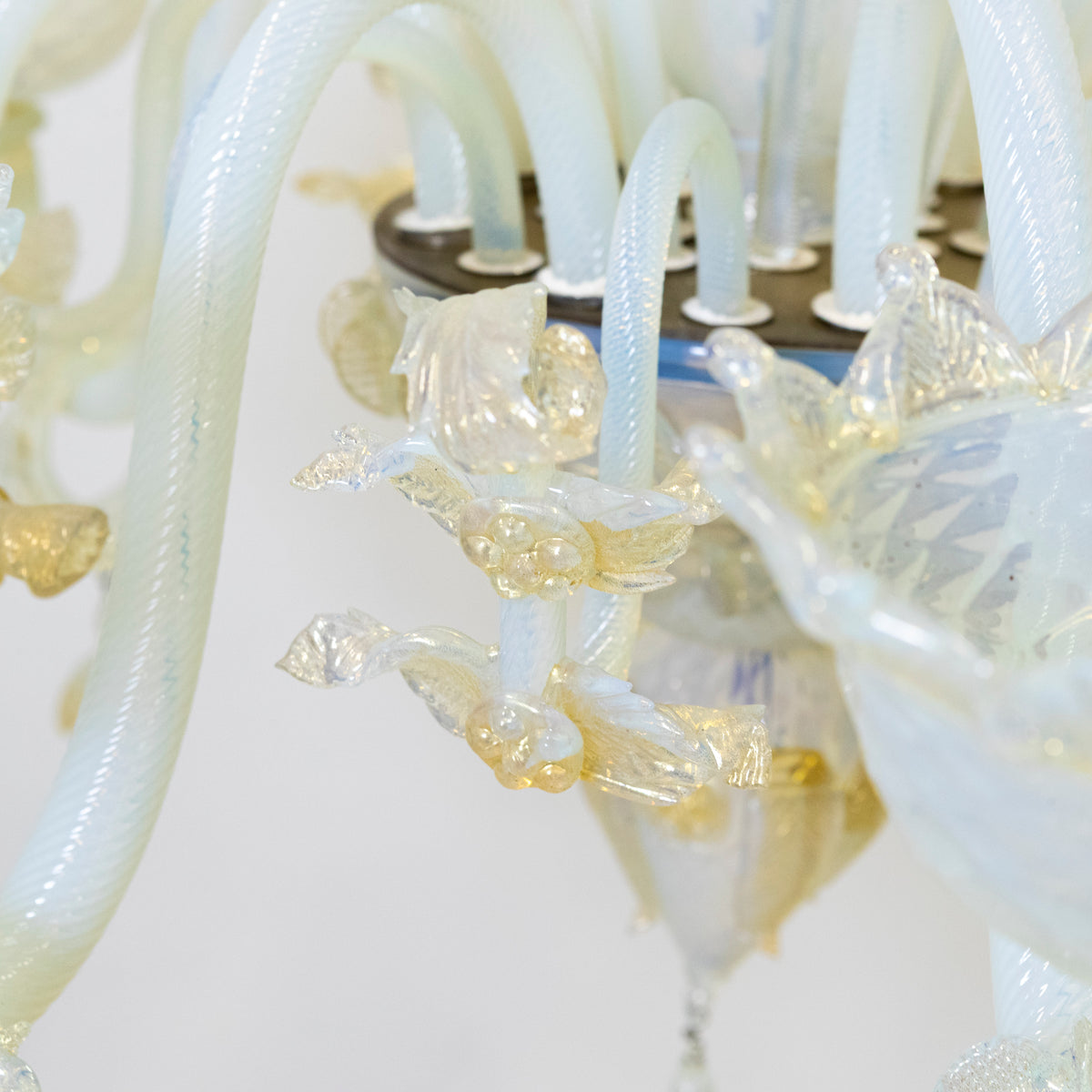 Large Murano Glass White & Gold Chandelier | Floral Venetian Light | The Architectural Forum