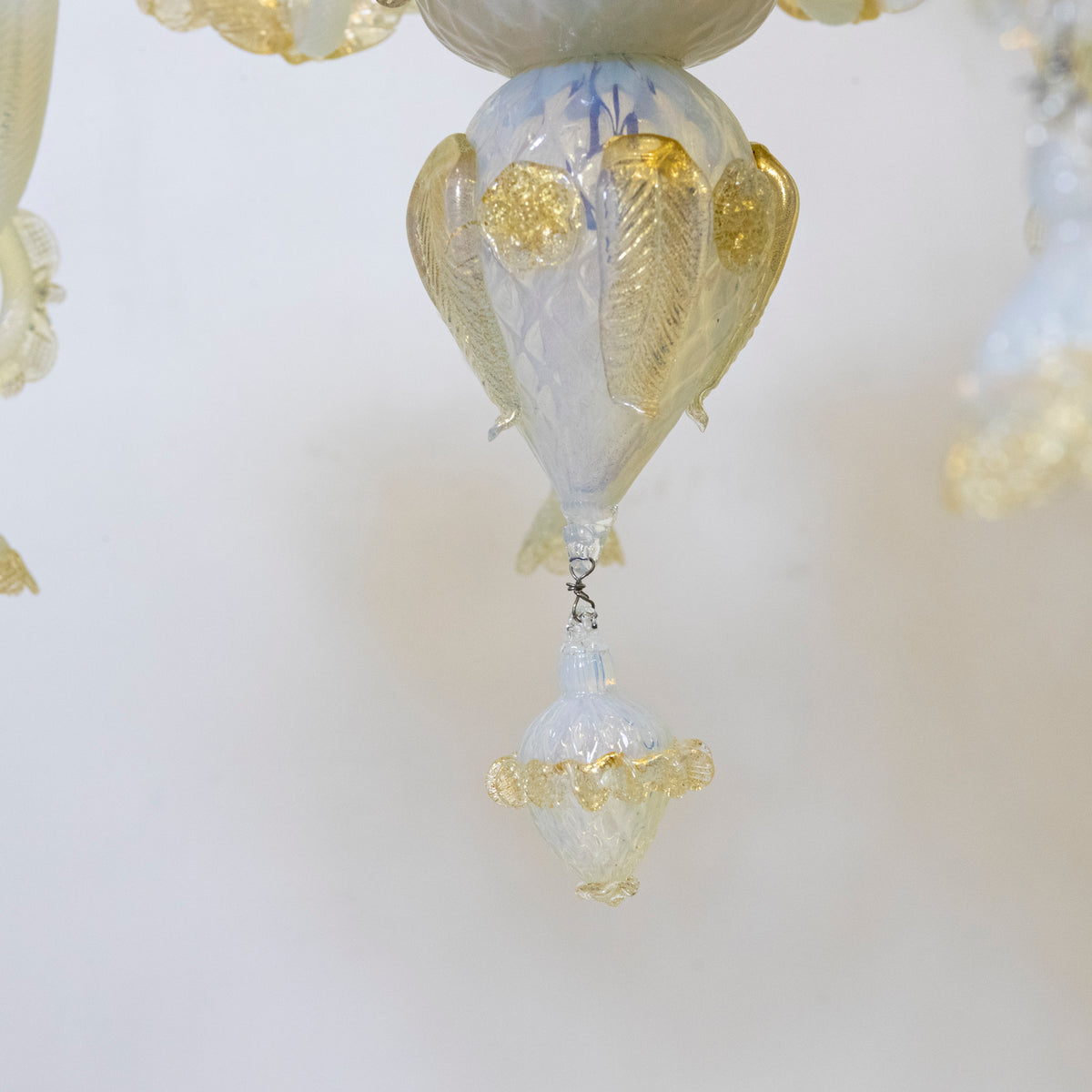 Large Murano Glass White & Gold Chandelier | Floral Venetian Light | The Architectural Forum