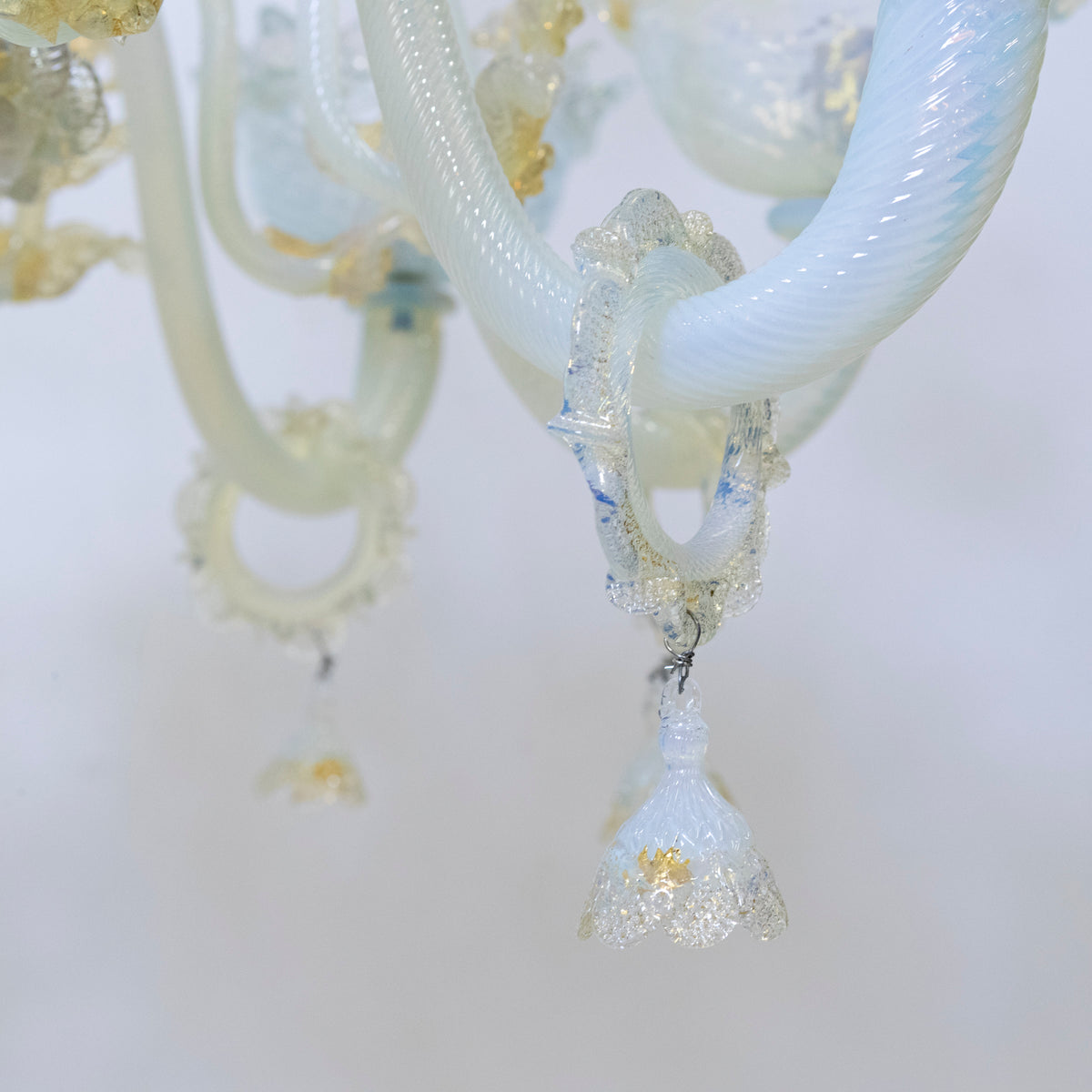 Large Murano Glass White & Gold Chandelier | Floral Venetian Light | The Architectural Forum