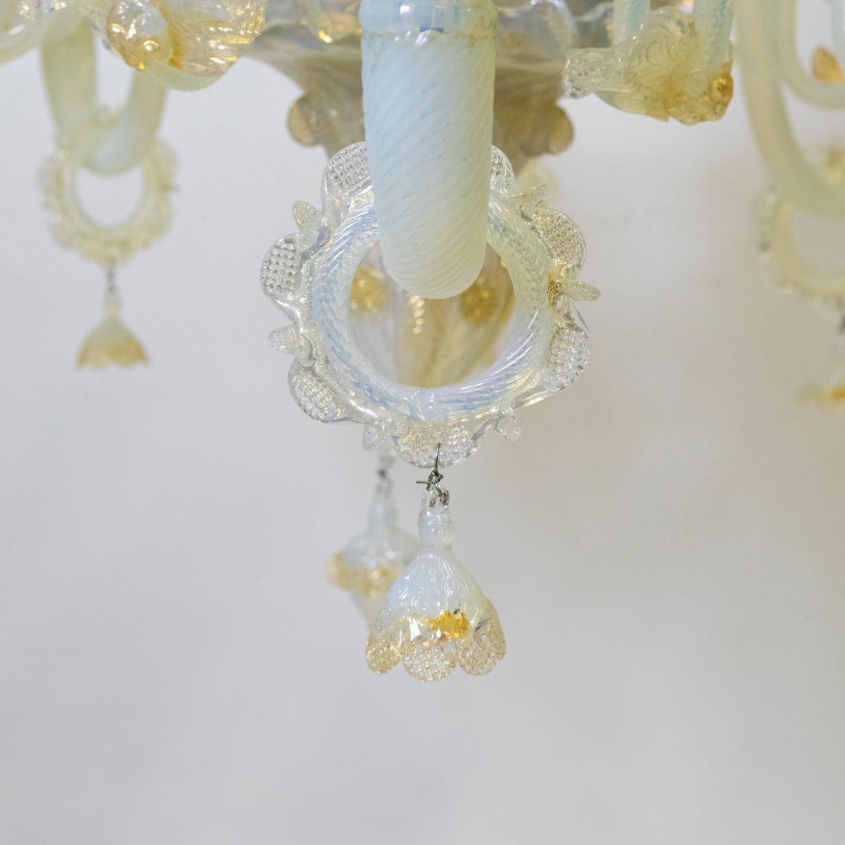 Large Murano Glass White & Gold Chandelier | Floral Venetian Light | The Architectural Forum