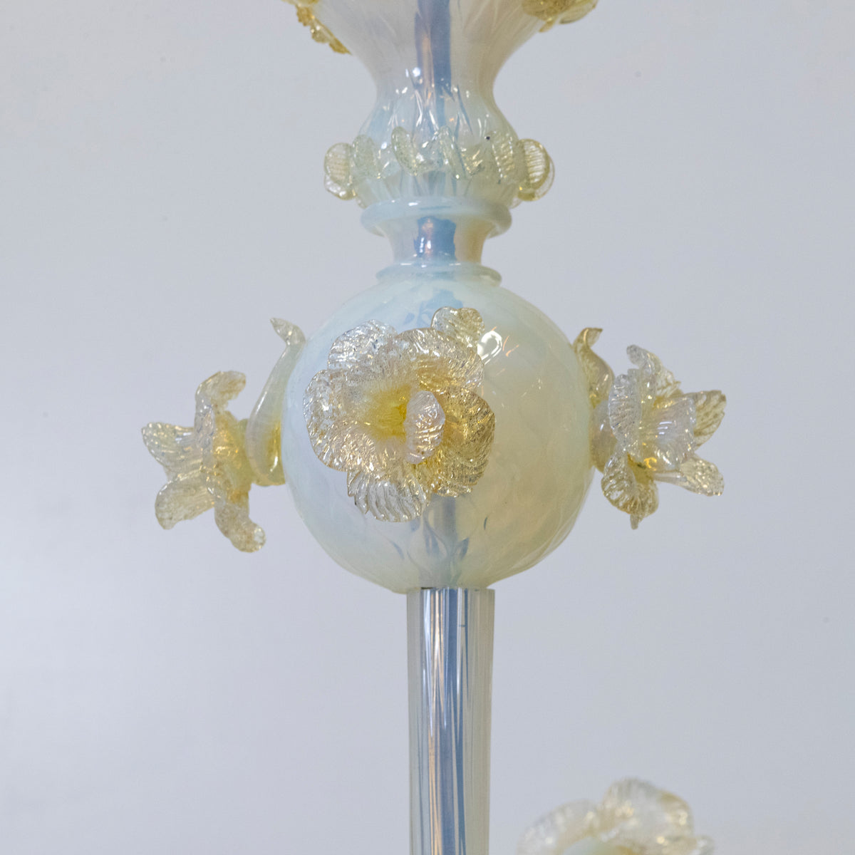 Large Murano Glass White & Gold Chandelier | Floral Venetian Light | The Architectural Forum