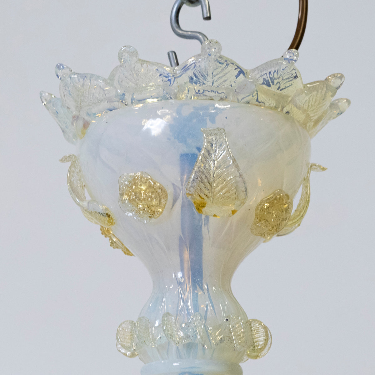 Large Murano Glass White & Gold Chandelier | Floral Venetian Light | The Architectural Forum