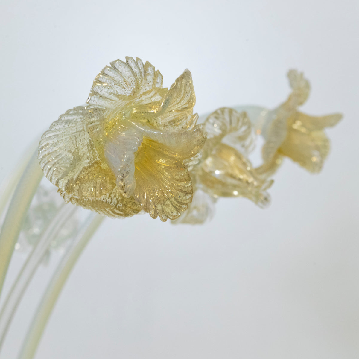 Large Murano Glass White & Gold Chandelier | Floral Venetian Light | The Architectural Forum