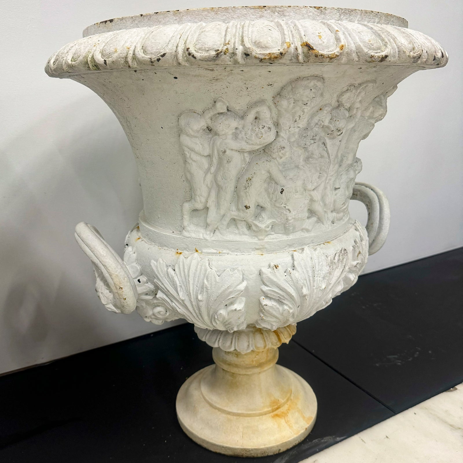 Pair of Antique Campaign Cast Iron Urns | The Architectural Forum
