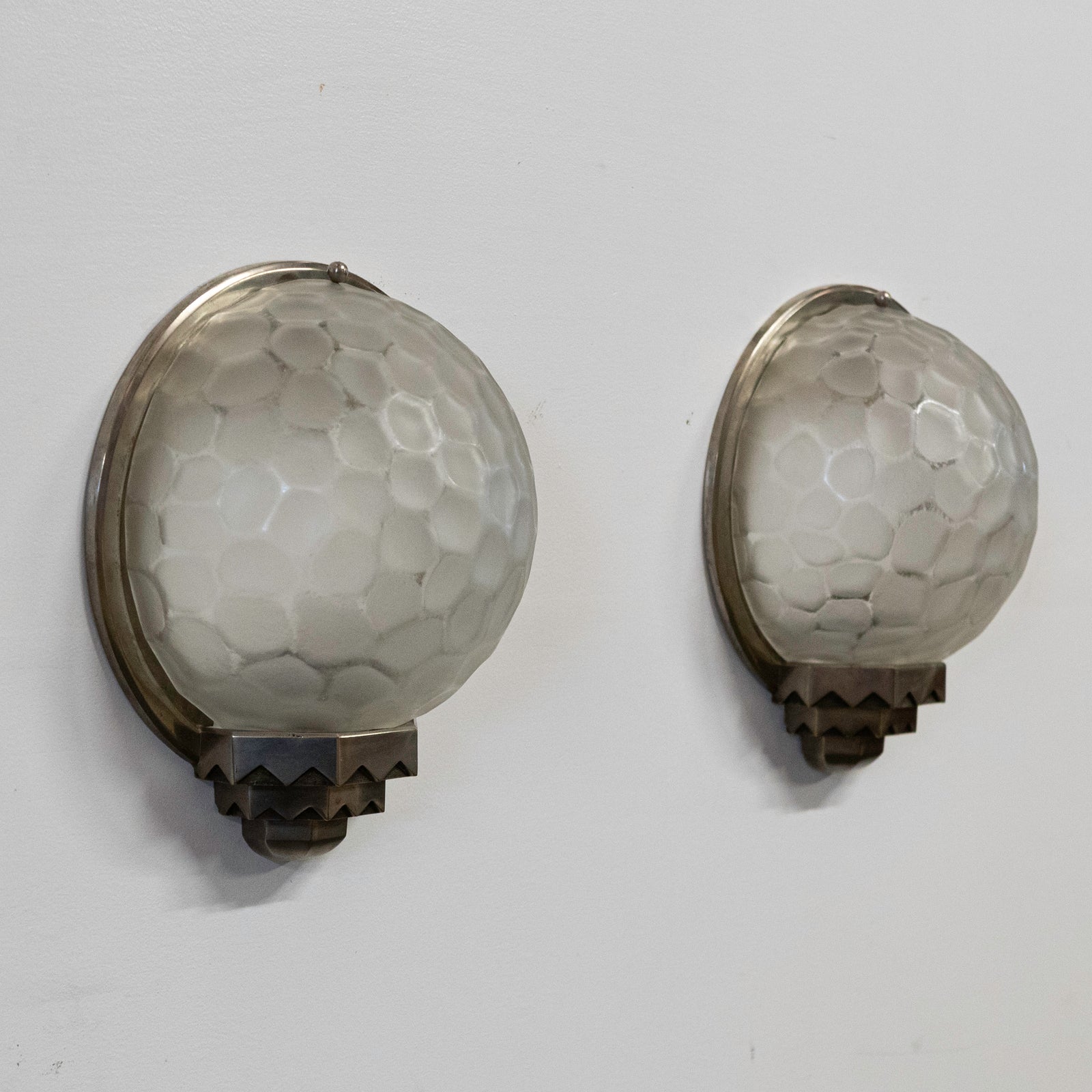 Pair of Antique Art Deco Glass Wall Sconces Genet & Michon | The Architectural Forum