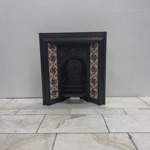 Victorian Cast Iron Tiled Fireplace Insert with Floral Panels | The Architectural Forum