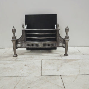 Large Antique Georgian polished Steel Fire Basket with Finials | The Architectural Forum