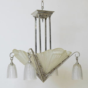 Antique French Art Deco Célestin Jamain Glass Chandelier | Frontisi | The Architectural Forum