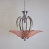 French Art Deco Ceiling Light Chandelier with Pink Glass | The Architectural Forum