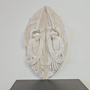 Large Pair of Alabaster Carved Angel Decorative Wall Plaques | The Architectural Forum
