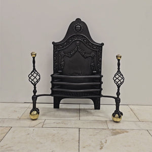 Large Antique Arts & Crafts Fire Basket with Finials | The Architectural Forum