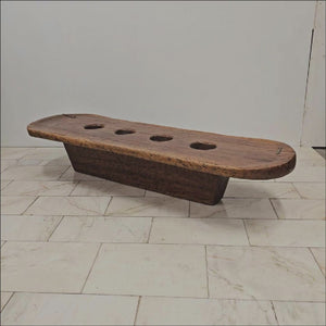 Antique Wooden Naga Table | Nagaland Mortar Grinding Table | The Architectural Forum