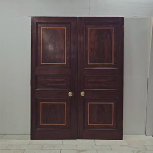 Antique Large Flame Mahogany Inlaid Double Doors | The Architectural Forum